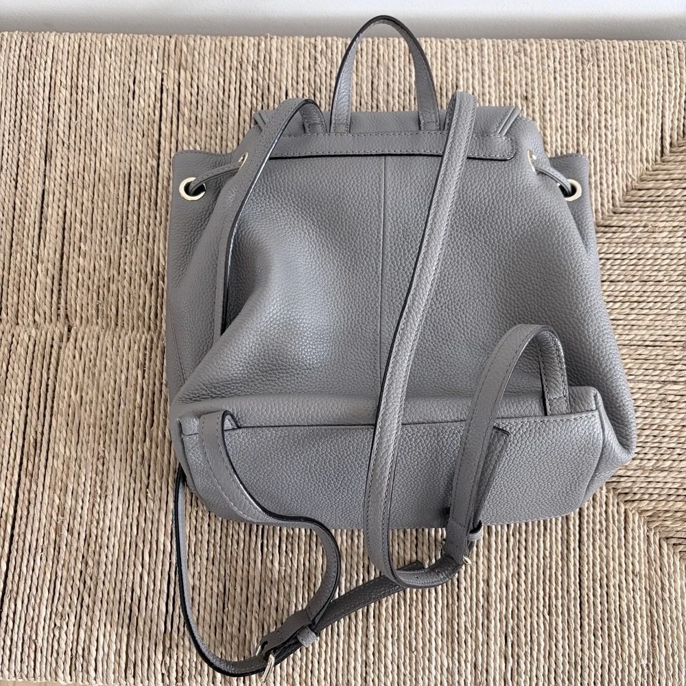 KATE SPADE Mulberry Street Small Breezy Gray Pebbled Leather Backpack WKRU3939‎